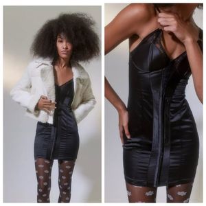 Urban outfitters corset Mini lace satin dress